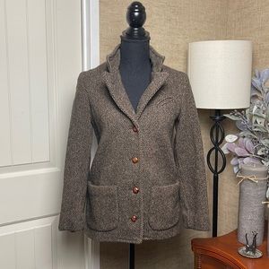 VINTAGE Fortsmann Welsh Tweed 100% Wool Blazer Jacket Brown Winter Coat